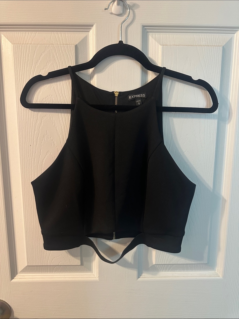 Express Black Cropped Tank Top with Cutout